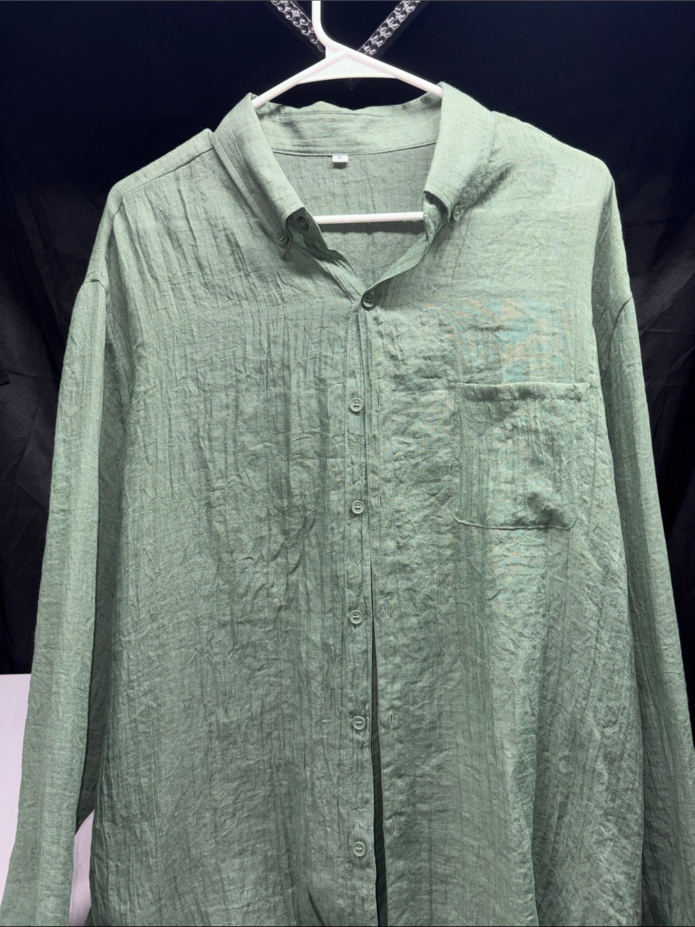 Light Green Linen Button-Up Shirt Jacket